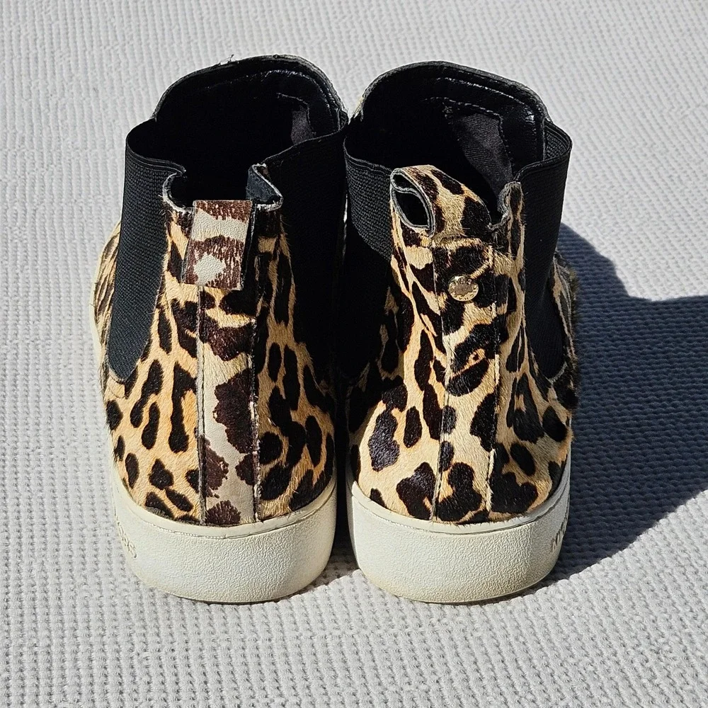Michael Kors Womens 11M Leopard Calf Hair High Top Chelsea Sneakers CY15D Tan
